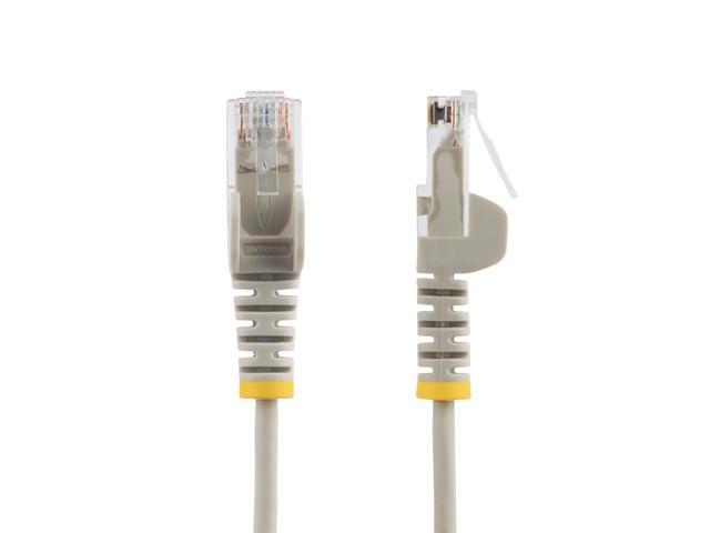 StarTech 50ft Gray Slim CAT6 Ethernet Cable, Snagless, 100W PoE, UTP, LSZH, 28AWG Pure Bare Copper Wire, Slim RJ45 Network Patch Cord w/Strain...