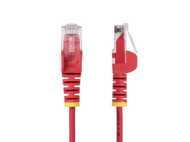StarTech 50ft Red Slim CAT6 Ethernet Cable, Snagless, 100W PoE, UTP, LSZH, 28AWG Pure Bare Copper Wire, Slim RJ45 Network Patch Cord Model N6PAT50RDS