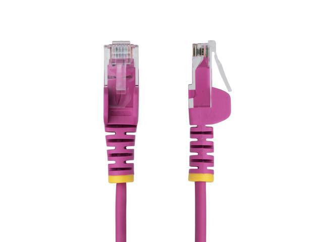 StarTech 50ft Pink Slim CAT6 Ethernet Cable, Snagless, 100W PoE, UTP, LSZH, 28AWG Pure Bare Copper Wire, Slim RJ45 Network Patch Cord w/Strain...