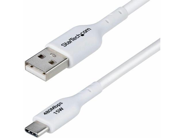 StarTech 10ft (3m) USB-A to USB-C Charging Cable, Charge & Sync, 3A, USB 2.0, TPE Jacket - White USB Charging Cord Model USB2AC10FWHE