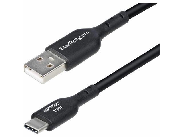 StarTech 10ft (3m) USB-A to USB-C Charging Cable, Charge & Sync, 3A, USB 2.0, TPE Jacket - Black USB Charging Cord Model USB2AC10FBKE