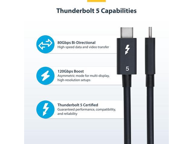 StarTech 1.5ft (50cm) Thunderbolt 5 Cable, 80Gbps/Up to 120Gbps, 240W PD, 8K 60Hz, Certified Thunderbolt Cable - Compatible w/Thunderbolt...