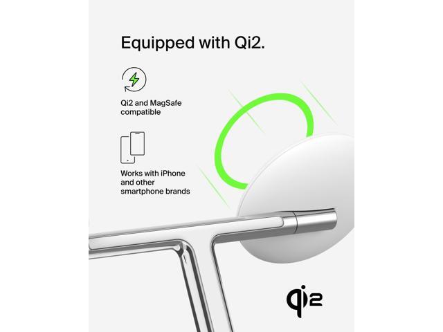 Belkin - 3-in-1 Stand 15W Qi2 Wireless Charger, Fast Charging for iPhone 17, AirPods, Apple Watch, & More (36W Included) - White - image 11