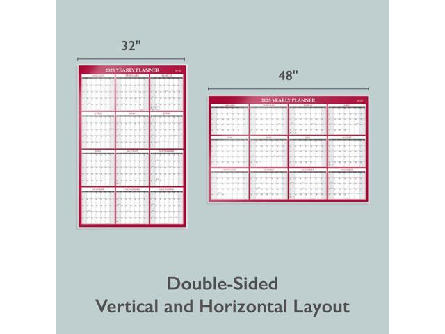 Classic Red Laminated Erasable Wall Calendar 48x32 White/Red/Gray 2026 100034