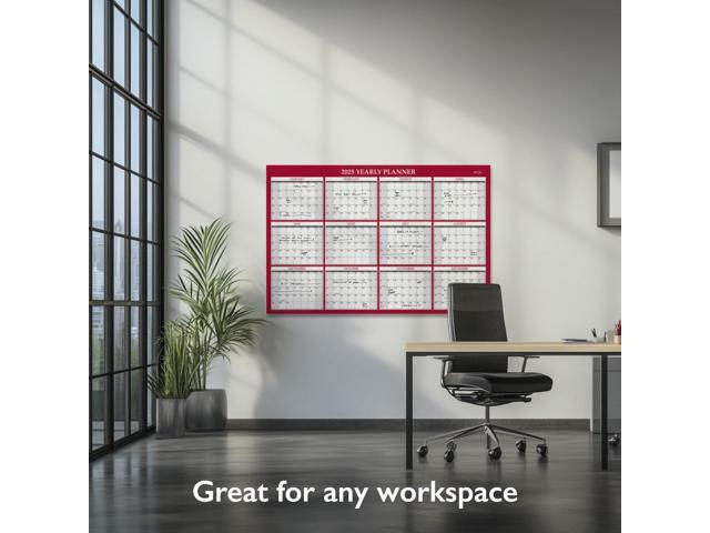 Classic Red Laminated Erasable Wall Calendar 48x32 White/Red/Gray 2026 100034