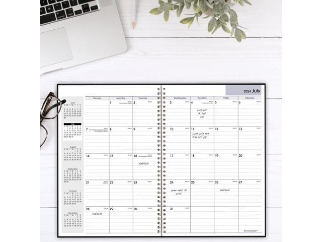 DayMinder Monthly Planner Academic Year Ruled Blocks 12 x 8 Black Cover 14-Month: July 2025 to Aug 2026 AY200