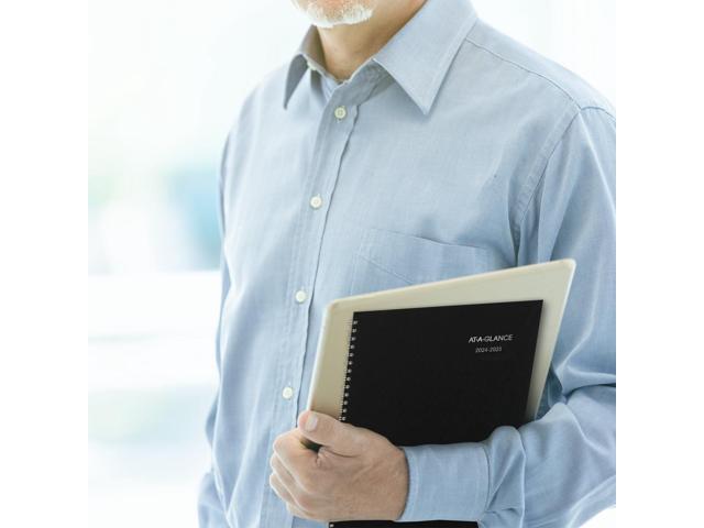 DayMinder Monthly Planner Academic Year Ruled Blocks 12 x 8 Black Cover 14-Month: July 2025 to Aug 2026 AY200