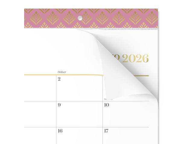Workstyle Compact Deskpad, 17.75 x 11, White Sheets, Pink Headband/Clear Corners, 12-Month (Jan-Dec): 2026
