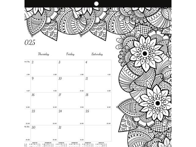 2026 Blueline DoodlePlan Monthly Desk Pad Coloring Calendar, 17-3/4 x 10-7/8, Motif, January To December, C2917001