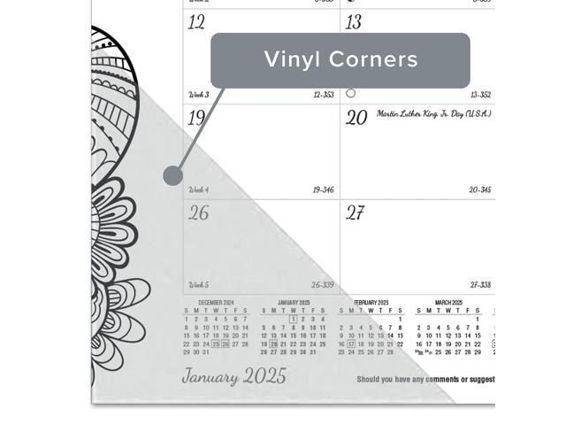 2026 Blueline DoodlePlan Monthly Desk Pad Coloring Calendar, 17-3/4 x 10-7/8, Motif, January To December, C2917001