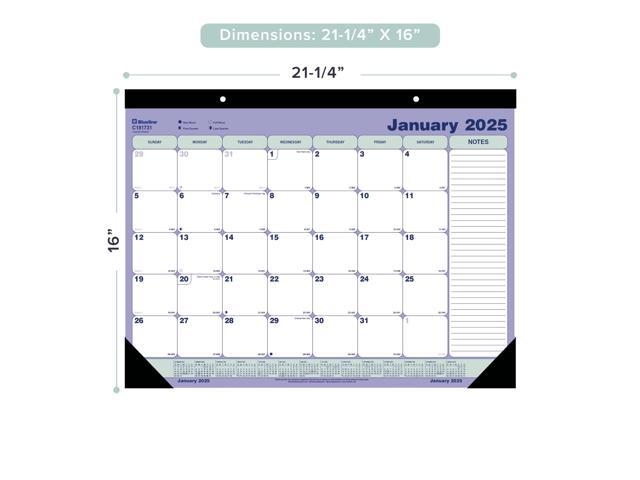 2026 Blueline Monthly Desk Pad Calendar, 21-1/4' x 16', Blue/White, January To December, C181731