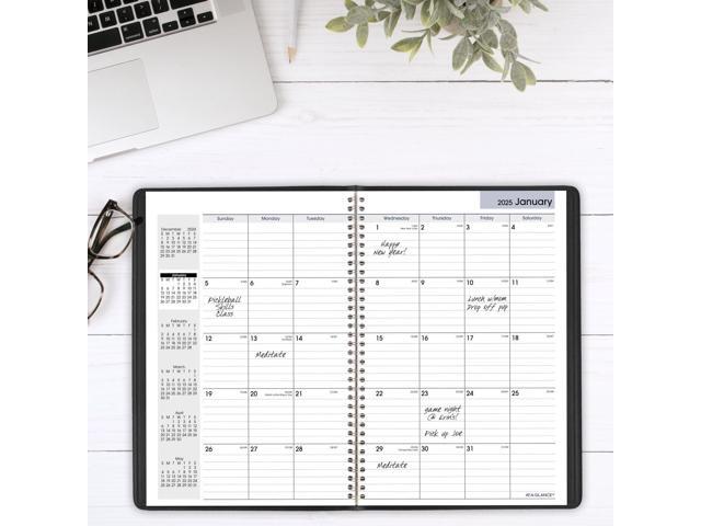 DayMinder Monthly Planner Ruled Blocks 12' x 8' Black Cover 14-Month: Dec 2025 to Jan 2027 G47000