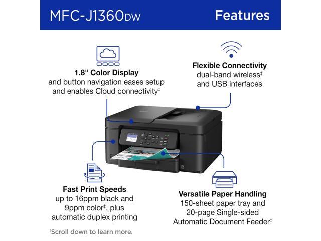 Brother - Work Smart 1360 Wireless All-in-One Refresh Subscription Eligible Inkjet Printer with Auto Duplex Printing (MFC-J1360DW) - Black - image 5