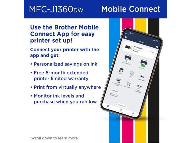 Brother - Work Smart 1360 Wireless All-in-One Refresh Subscription Eligible Inkjet Printer with Auto Duplex Printing (MFC-J1360DW) - Black - image 2