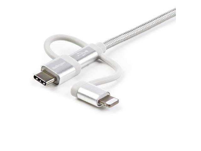 StarTech 6ft (1.8m) USB Multi-Charging Cable, USB-A to Lightning/USB-C/Micro-USB, Apple MFi Certified, Braided Nylon Jacket; USB 3-in-1 Charger...