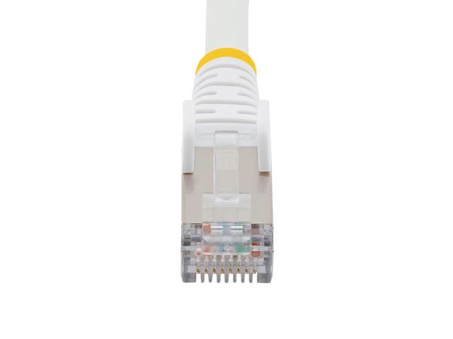 StarTech 6in CAT6a Ethernet Cable - White - Low Smoke Zero Halogen (LSZH) - 10GbE 500MHz 100W PoE++ Snagless RJ-45 w/Strain Reliefs S/FTP Network...