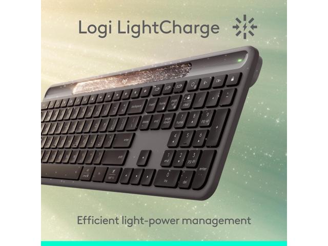 Logitech - Signature Slim Solar+ K980 Wireless Bluetooth Solar and Artificial Light Powered Keyboard with Customizable Keys - Graphite - image 3