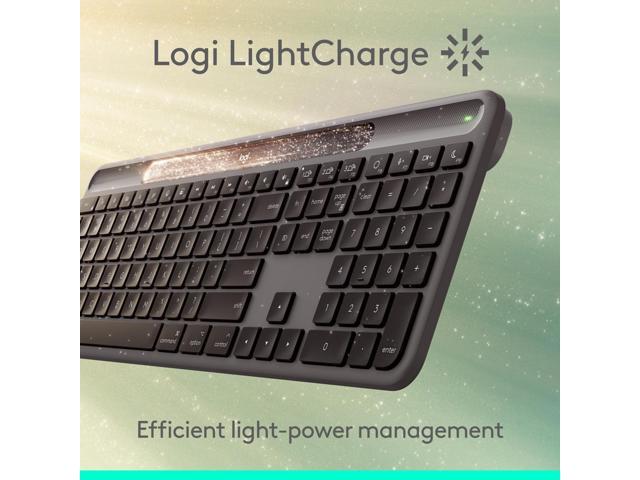 Logitech - Signature Slim Solar+ K980 for Mac Wireless Bluetooth Solar and Artificial Light Powered Keyboard with Customizable Keys - Graphite - image 12