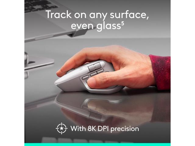 Logitech - MX Master 4 for Mac - Wireless Laser Ergonomic Mouse with Advanced Performance Haptic Feedback - Wireless - White Silver - image 3