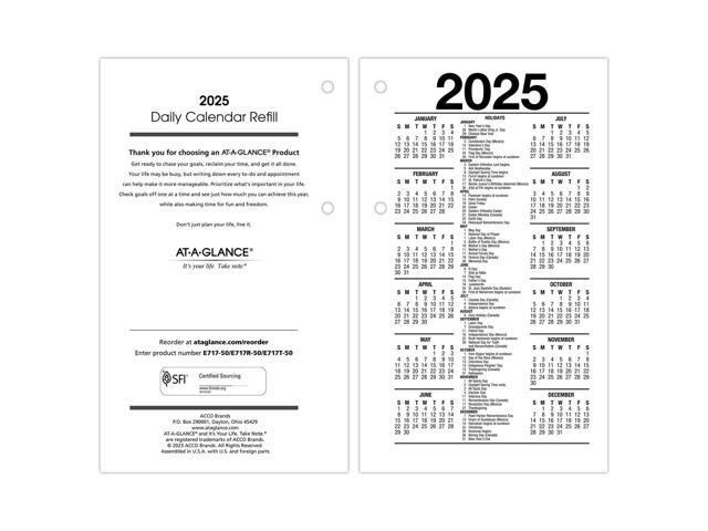 AT-A-GLANCE 2026 Daily Loose-Leaf Desk Calendar Refill, Standard, 3 1/2' x 6'