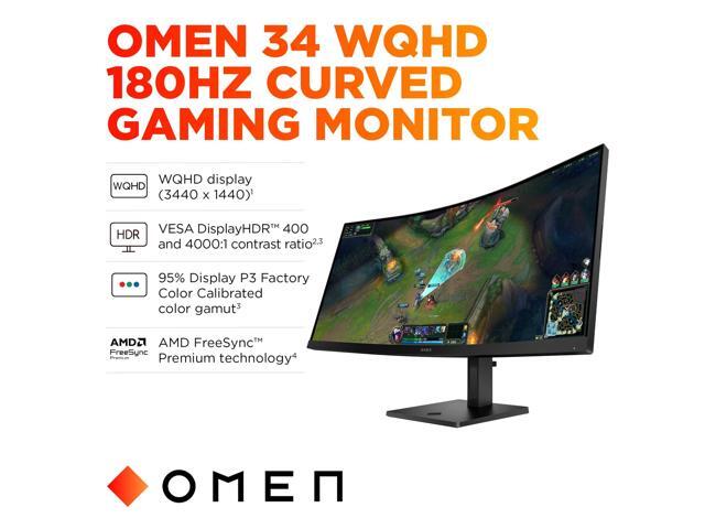 HP OMEN - 34" VA Curved WQHD 180Hz AMD FreeSync Premium Gaming Monitor with Adjustable Height (DisplayPort, HDMI) - Black - image 3