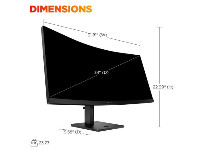 HP OMEN - 34" VA Curved WQHD 180Hz AMD FreeSync Premium Gaming Monitor with Adjustable Height (DisplayPort, HDMI) - Black - image 6