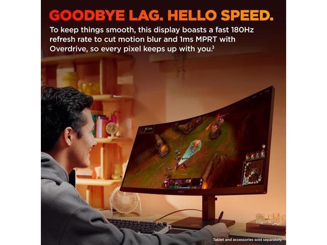 HP OMEN - 34" VA Curved WQHD 180Hz AMD FreeSync Premium Gaming Monitor with Adjustable Height (DisplayPort, HDMI) - Black - image 5