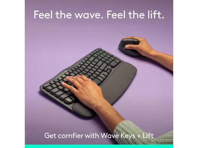 Logitech - Wave Keys and Lift Vertical Mouse Wireless Ergonomic Keyboard and Mouse Bundle with Cushioned Palm Rest - Graphite - image 2