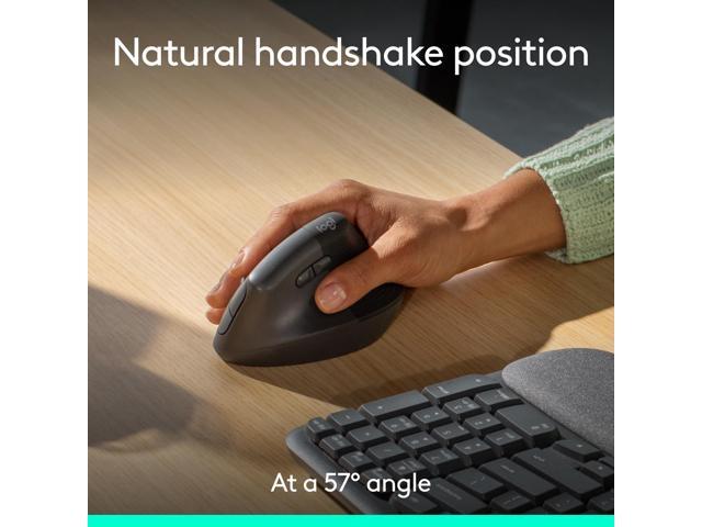 Logitech - Wave Keys and Lift Vertical Mouse Wireless Ergonomic Keyboard and Mouse Bundle with Cushioned Palm Rest - Graphite - image 5