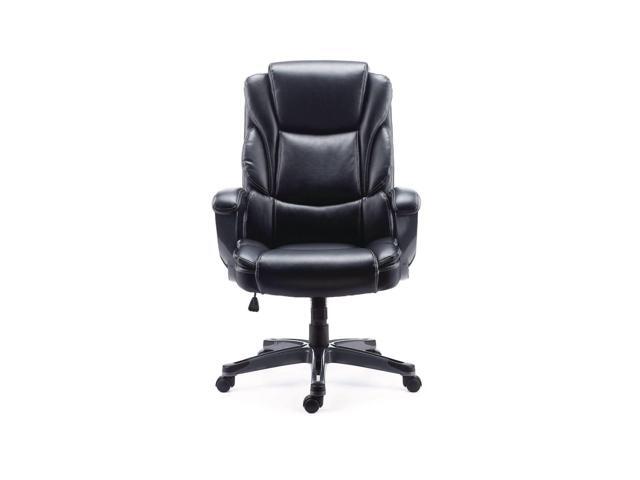 Alera Kirkdale Bonded Leather Manager Chair - Supports Up to 275 lb - 16.18 to 22.76 Seat Height - Black Seat/Back, Black Base ALEKD4519