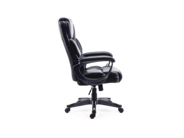 Alera Kirkdale Bonded Leather Manager Chair - Supports Up to 275 lb - 16.18 to 22.76 Seat Height - Black Seat/Back, Black Base ALEKD4519