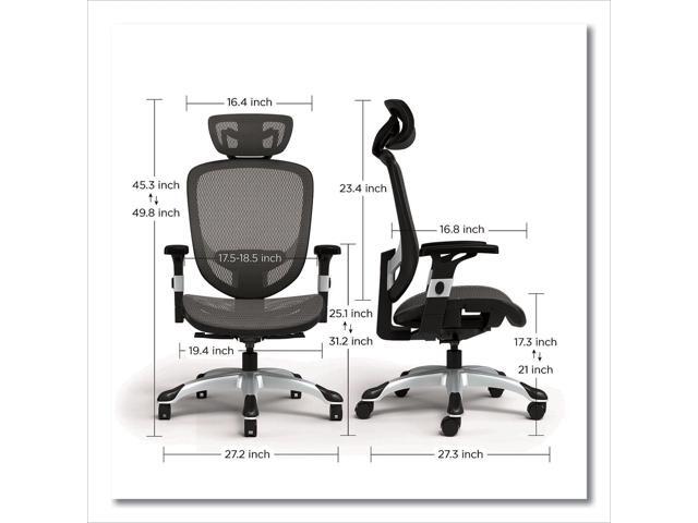 Alera Minerva Ergonomic Mesh Swivel Task Chair - Supports Up to 275lb - 17.24 to 20.98 Seat Height - Gray Seat/Back, Silver Base ALEMV41BME48