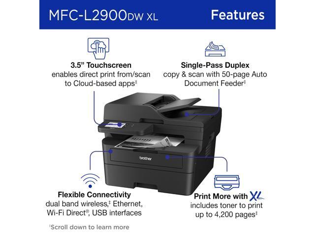 Brother MFC-L2900DWXL Wired & Wireless Laser Multifunction Printer Monochrome