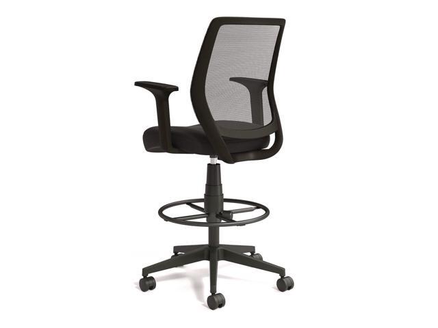 Alera Wessex Drafting Stool - Mesh Back - Supports Up to 275 lb - 27.95 to 33.66 Seat Height - Black Seat, Black Back, Black Base ALEWX46BME17