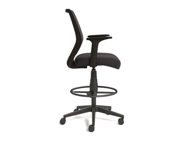 Alera Wessex Drafting Stool - Mesh Back - Supports Up to 275 lb - 27.95 to 33.66 Seat Height - Black Seat, Black Back, Black Base ALEWX46BME17