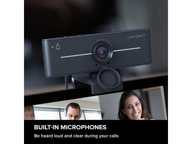 Creative Live! Cam 4K UHD USB Webcam w/ Backlight Compensation - Up to 60 FPS, 95° Wide-Angle Lens, Privacy Lens, Built-in Mics, Plug & Play for PC...