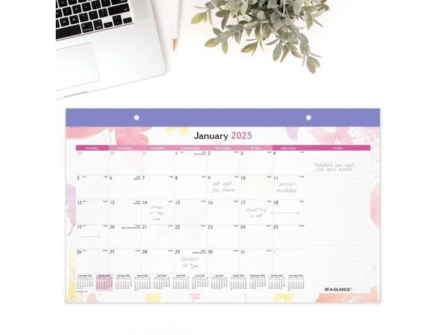 AT-A-GLANCE Watercolors 2026 Monthly Desk Pad Calendar, Compact, 17 3/4' x 11'