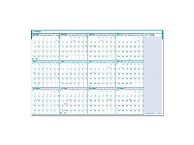 Express Track Recycled Reversible/Erasable Yearly Wall Calendar 24 x 37 White/Teal Sheets 12-Month Jan to Dec: 2026 392