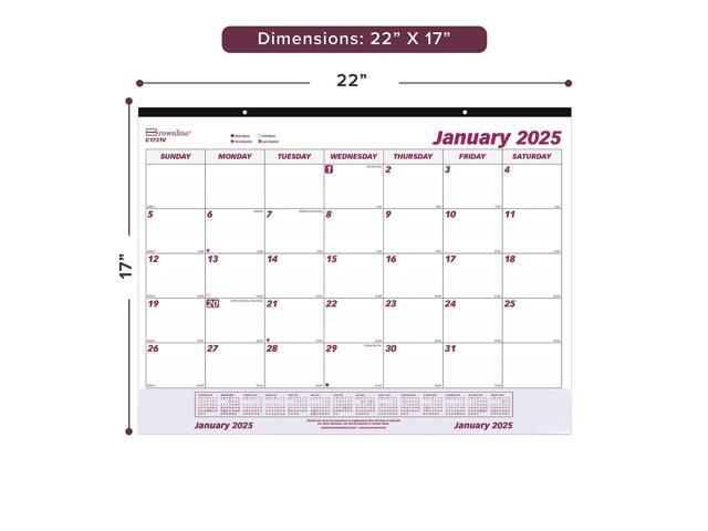 Brownline Monthly Desk Pad Calendar 22 x 17 White/Maroon 2026 C1731V