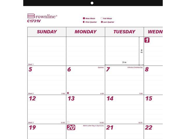 Brownline Monthly Desk Pad Calendar 22 x 17 White/Maroon 2026 C1731V