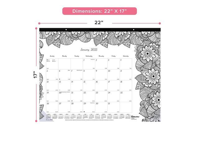 2026 Blueline DoodlePlan Monthly Desk Pad Coloring Calendar, 22' x 17', Motif, January To December, C2917311