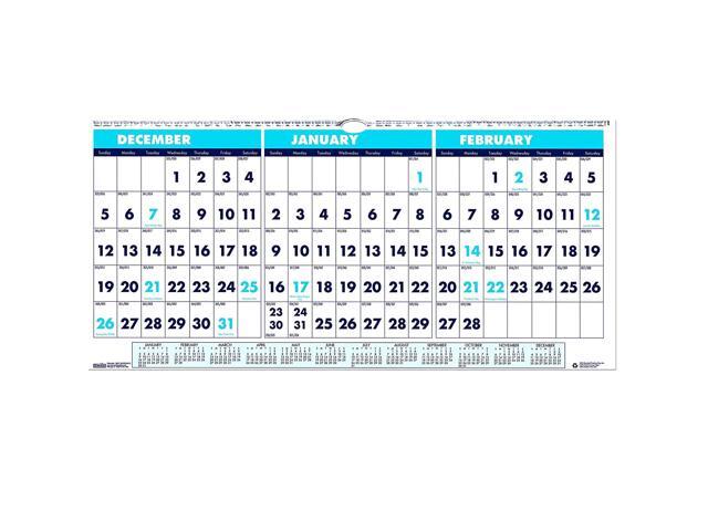 House of Doolittle Three-Month Horizontal Wall Calendar 17x8 14-Month 2026