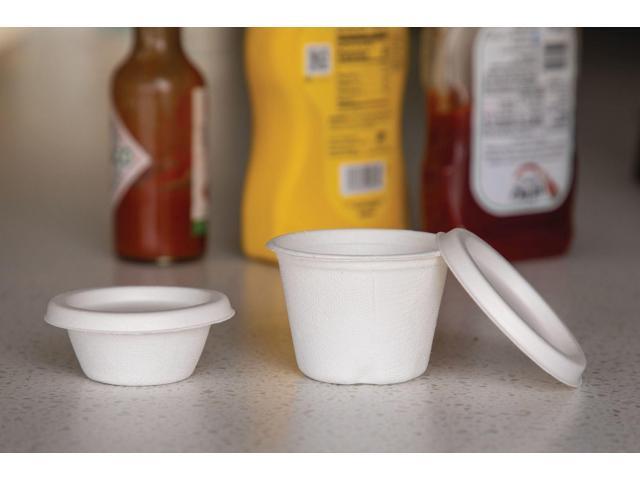 Eco-Products Vanguard Sugarcane Portion Cup Lid - Fits 2 oz Portion Cups - White - 2,500/Carton EP-SPCLID2NFA