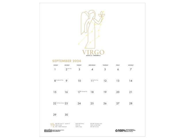Recycled Academic Zodiac Wall Calendar 14 x 11 Multicolor Sheets12-Month 2025-26