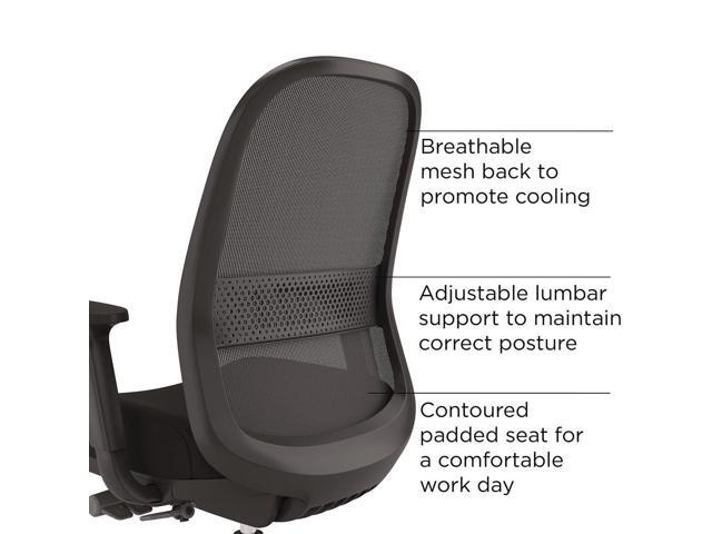 Alera Kempton Ergonomic Fabric Mesh Swivel Task Chair - Supports Up to 275lb - 18.31 to 22.17 Seat Height - Black Seat/Back/Base ALEKP42BME17