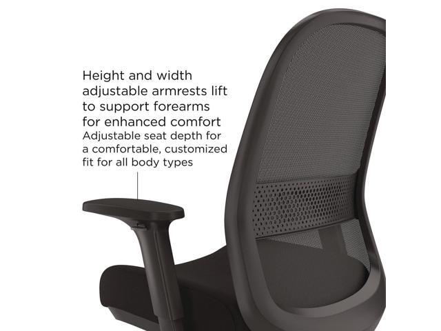 Alera Kempton Ergonomic Fabric Mesh Swivel Task Chair - Supports Up to 275lb - 18.31 to 22.17 Seat Height - Black Seat/Back/Base ALEKP42BME17