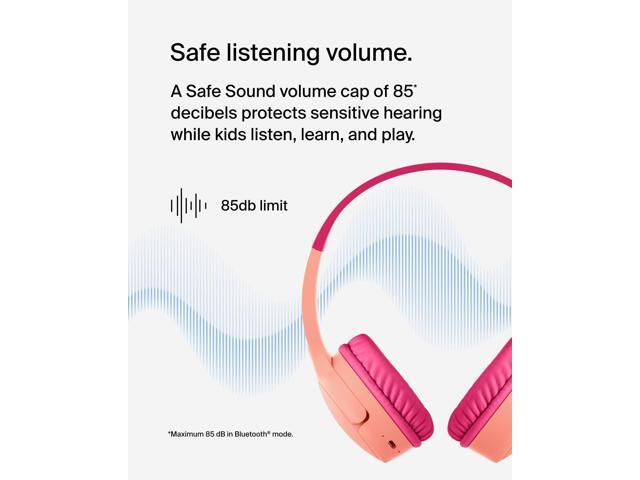Belkin SoundForm Mini Wireless On-Ear Headphones for Kids Pink AUD001BTPKV3