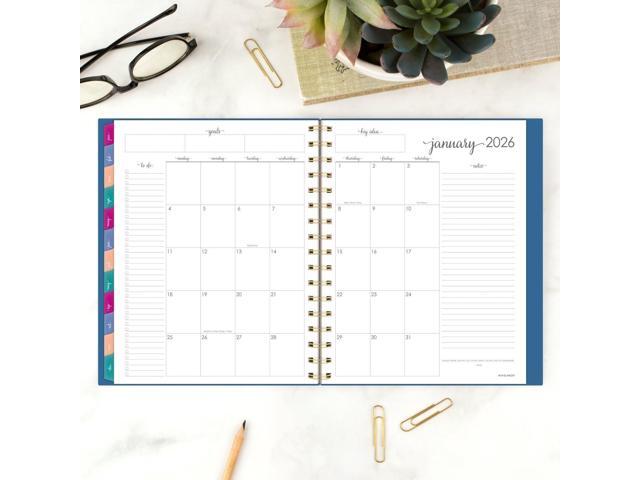 Harmony Weekly/Monthly Poly Planner 8.88 x 7.69 Blue/Gold Cover 13-Month: Jan 2026 to Jan 2027 109980520