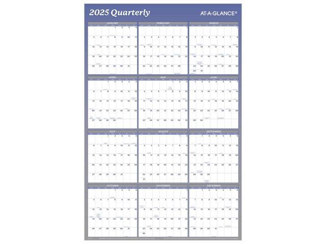 AT-A-GLANCE 2026 Vertical Horizontal Reversible Erasable Yearly Wall Calendar, Blue, Large, 24' x 36'