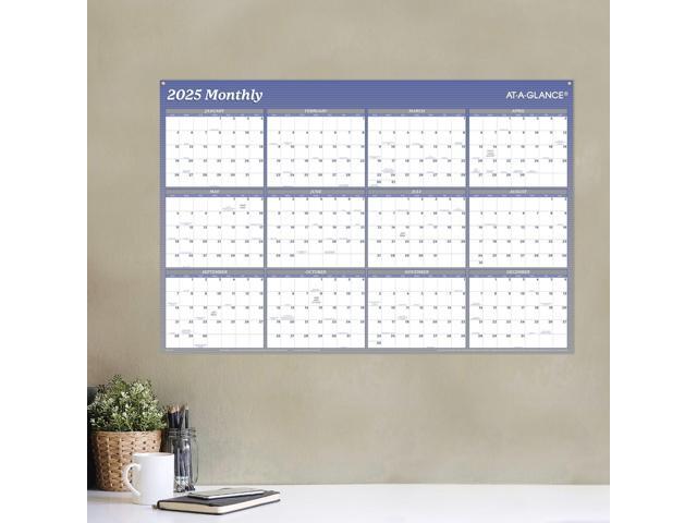 AT-A-GLANCE 2026 Vertical Horizontal Reversible Erasable Yearly Wall Calendar, Blue, Large, 24' x 36'